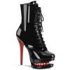 Pleaser Direct Platform Shoes Blondie R 1020 Black And Red Rhinestone Ankle Boots