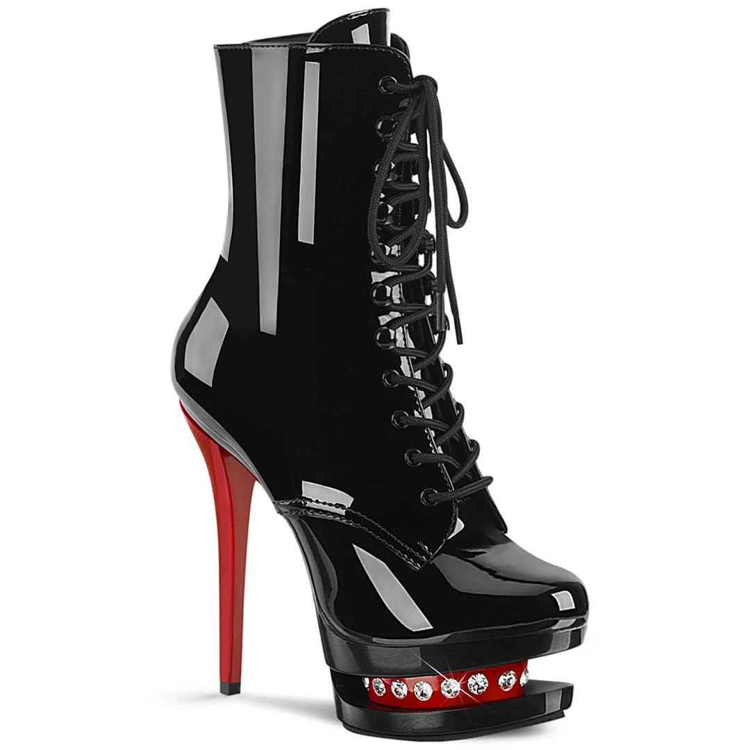 Pleaser Direct Platform Shoes Blondie R 1020 Black And Red Rhinestone Ankle Boots 1 Pleaser Direct Platform Shoes Blondie R 1020 Black And Red Rhinestone Ankle Boots