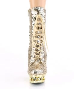 Pleaser Direct Blondie R 1020 Gold Sequin Rhinestone Ankle Boots Glitter Shoes