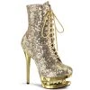 Pleaser Direct Blondie R 1020 Gold Sequin Rhinestone Ankle Boots Glitter Shoes