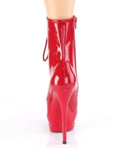 Pleaser Direct Platform Shoes Blondie R 1020 Red Patent Rhinestone Ankle Boots