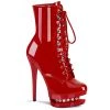 Pleaser Direct Platform Shoes Blondie R 1020 Red Patent Rhinestone Ankle Boots