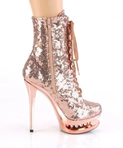 Pleaser Direct Glitter Shoes Blondie R 1020 Rose Gold Sequin Rhinestone Ankle Boots 9 Pleaser Direct Glitter Shoes Blondie R 1020 Rose Gold Sequin Rhinestone Ankle Boots