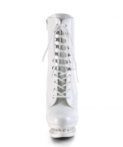 Pleaser Direct Blondie R 1020 White Patent Rhinestone Ankle Boots