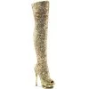 Pleaser Direct Platform Shoes Blondie R-3011 Gold Sequin Platform Thigh High Boots