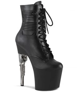 Pleaser Direct Larger Size Shoes Bondgirl 1020PK Black Faux Leather Ankle Boots
