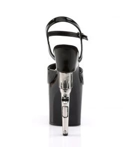 Pleaser Direct Larger Size Shoes Bondgirl 709 Black Patent Gun Platforms