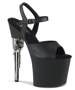 Pleaser Direct Bondgirl 709 Black Matte Gun Platforms Larger Size Shoes