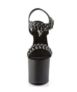Pleaser Direct Bondgirl 712 Black Matte & Bullet Strap Platforms