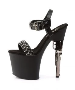 Pleaser Direct Bondgirl 712 Black Matte & Bullet Strap Platforms
