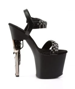Pleaser Direct Bondgirl 712 Black Matte & Bullet Strap Platforms