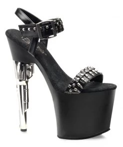 Pleaser Direct Bondgirl 712 Black Matte & Bullet Strap Platforms