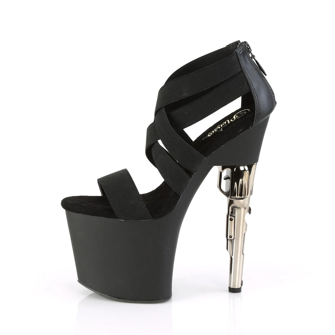 Pleaser Direct Platform Shoes Bondgirl 769 Black Matte Strappy Gun Platforms 3 Pleaser Direct Platform Shoes Bondgirl 769 Black Matte Strappy Gun Platforms