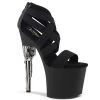 Pleaser Direct Platform Shoes Bondgirl 769 Black Matte Strappy Gun Platforms