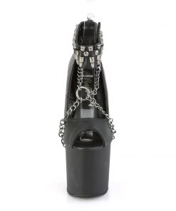 Pleaser Direct Bondgirl 783 Black Matte And Silver Chain Gun Platform Heels
