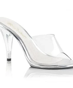 Pleaser Direct Larger Size Shoes Caress 401 Tan And Clear Sandals