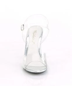 Pleaser Direct Larger Size Shoes Caress 408MG Clear Glittery Sandals