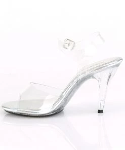 Pleaser Direct Larger Size Shoes Caress 408MG Clear Glittery Sandals