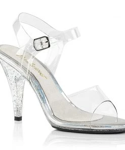 Pleaser Direct Larger Size Shoes Caress 408MG Clear Glittery Sandals