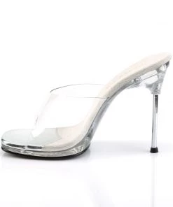 Pleaser Direct High Heel Shoes Chic 01 Clear Slip On Sandals
