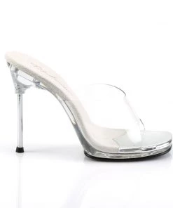 Pleaser Direct High Heel Shoes Chic 01 Clear Slip On Sandals