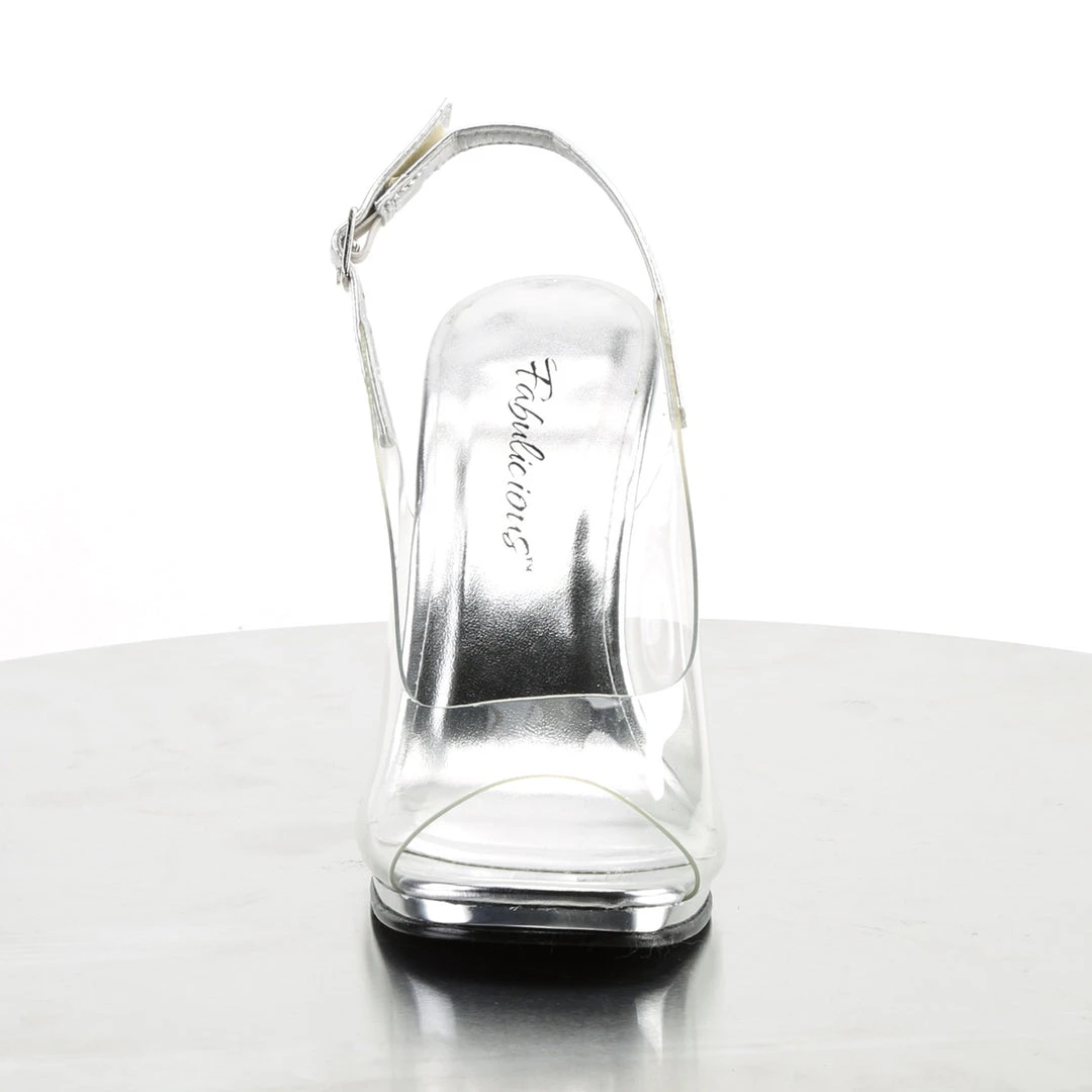 Pleaser Direct Glitter Shoes Chic 18 Clear With Rhinestone Heel Sandals 2 Pleaser Direct Glitter Shoes Chic 18 Clear With Rhinestone Heel Sandals