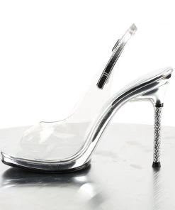 Pleaser Direct Glitter Shoes Chic 18 Clear With Rhinestone Heel Sandals 7 Pleaser Direct Glitter Shoes Chic 18 Clear With Rhinestone Heel Sandals