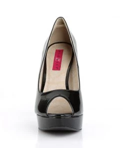 Pleaser Direct Chloe 01 Black Patent Peep Toe Platforms Larger Size Shoes