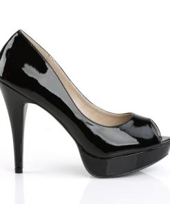 Pleaser Direct Chloe 01 Black Patent Peep Toe Platforms Larger Size Shoes