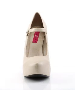 Pleaser Direct Chloe 02 Nude Matte Mary Jane Platforms Larger Size Shoes