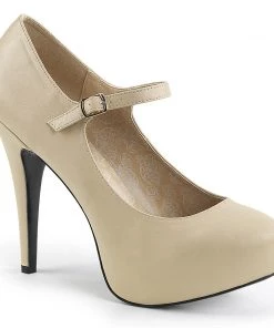 Pleaser Direct Chloe 02 Nude Matte Mary Jane Platforms Larger Size Shoes