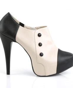 Pleaser Direct Chloe 11 Black And Nude Ankle Boots Larger Size Shoes