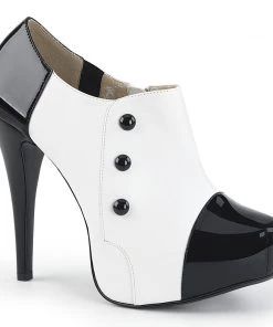 Pleaser Direct Larger Size Shoes Chloe 11 Black And White Ankle Boots