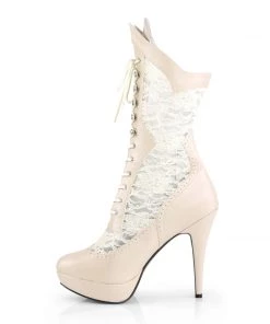 Pleaser Direct Larger Size Shoes Chloe 115 Cream Lace Up Ankle Boots 7 Pleaser Direct Larger Size Shoes Chloe 115 Cream Lace Up Ankle Boots