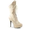 Pleaser Direct Larger Size Shoes Chloe 115 Cream Lace Up Ankle Boots
