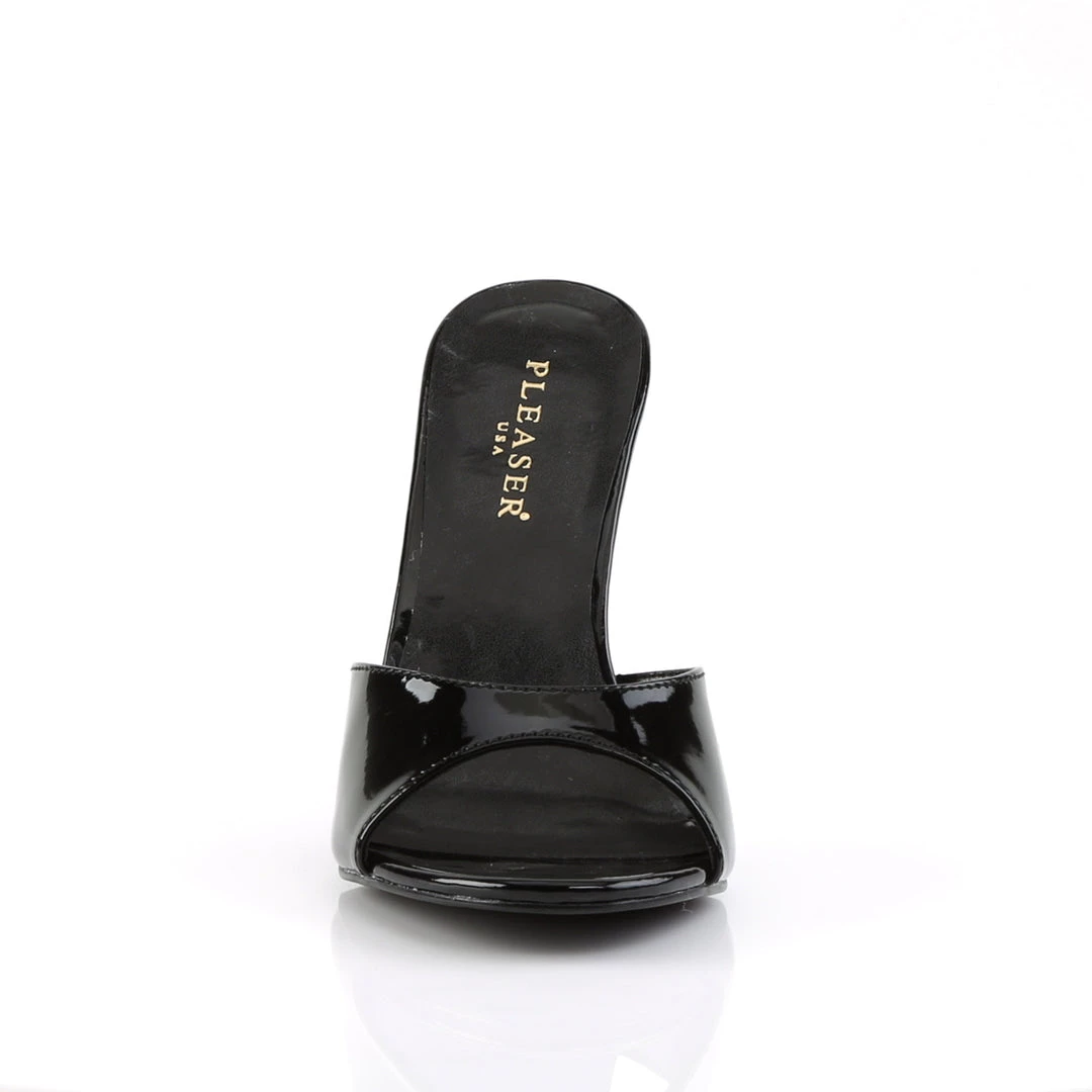 Pleaser Direct Larger Size Shoes Classique 01 Black Patent Peep Toe Sandals 2 Pleaser Direct Larger Size Shoes Classique 01 Black Patent Peep Toe Sandals