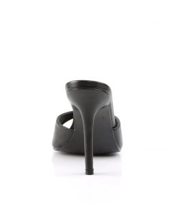 Pleaser Direct Classique 01 Black Faux Leather Peep Toe Sandals