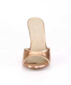 Pleaser Direct Classique 01 Rose Gold Peep Toe Sandals Larger Size Shoes