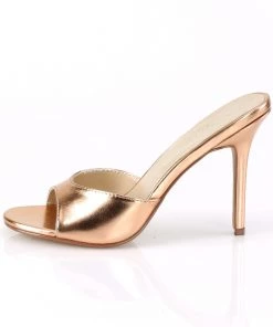 Pleaser Direct Classique 01 Rose Gold Peep Toe Sandals Larger Size Shoes