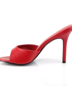 Pleaser Direct Larger Size Shoes Classique 01 Red Faux Leather Peep Toe Sandals