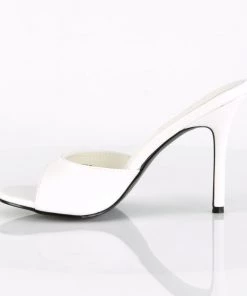 Pleaser Direct Classique 01 White Faux Leather Sandals