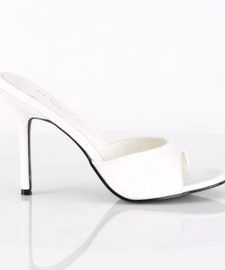 Pleaser Direct Classique 01 White Faux Leather Sandals
