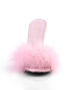 Pleaser Direct Classique 01F Baby Pink Furry Marabou Slipper Sandals