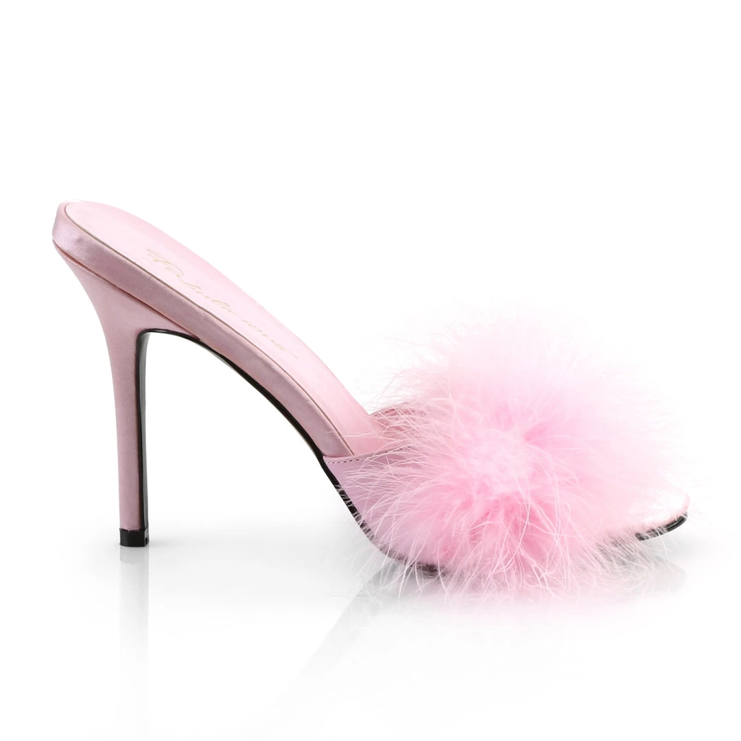 Pleaser Direct Classique 01F Baby Pink Furry Marabou Slipper Sandals 5 Pleaser Direct Classique 01F Baby Pink Furry Marabou Slipper Sandals