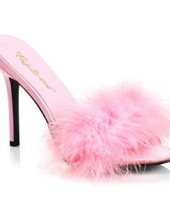Pleaser Direct Classique 01F Baby Pink Furry Marabou Slipper Sandals