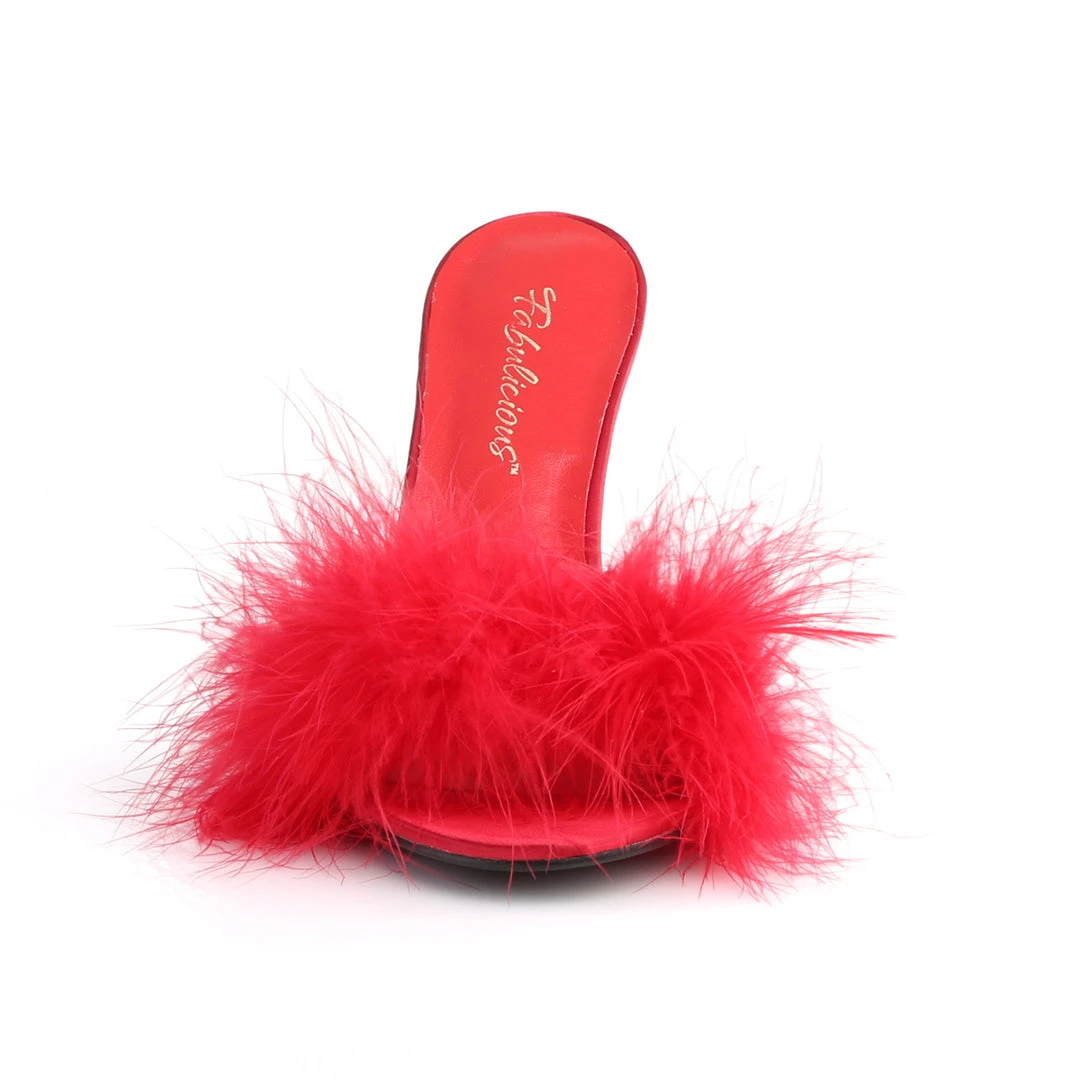 Pleaser Direct Classique 01F Red Furry Marabou Slipper Sandals 2 Pleaser Direct Classique 01F Red Furry Marabou Slipper Sandals