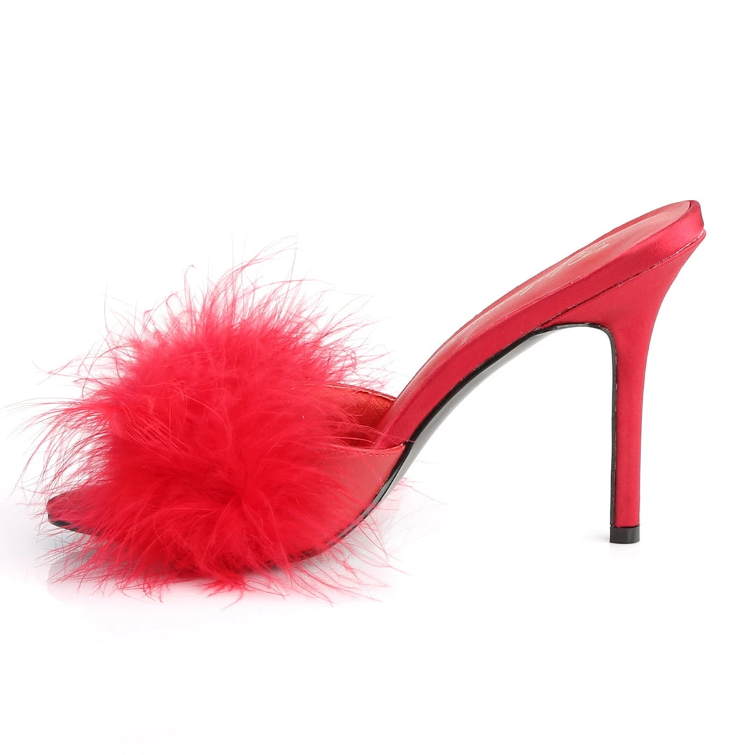 Pleaser Direct Classique 01F Red Furry Marabou Slipper Sandals 3 Pleaser Direct Classique 01F Red Furry Marabou Slipper Sandals