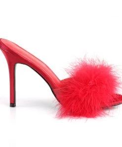 Pleaser Direct Classique 01F Red Furry Marabou Slipper Sandals 9 Pleaser Direct Classique 01F Red Furry Marabou Slipper Sandals