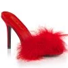 Pleaser Direct Classique 01F Red Furry Marabou Slipper Sandals