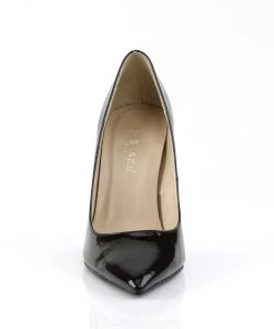 Pleaser Direct Classique 20 Black Patent Pointed Stilettos Larger Size Shoes